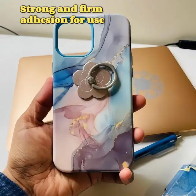 Alt view image 2 of 7 - 4 Pcs Cell Phone Ring Holder Flower,360 Rotate and 180°Angle Adjustable Metal Finger Ring Socket Grip Kickstand for Smartphones