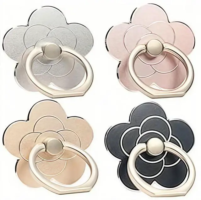 Main image of 4 Pcs Cell Phone Ring Holder Flower,360 Rotate and 180°Angle Adjustable Metal Finger Ring Socket Grip Kickstand for Smartphones