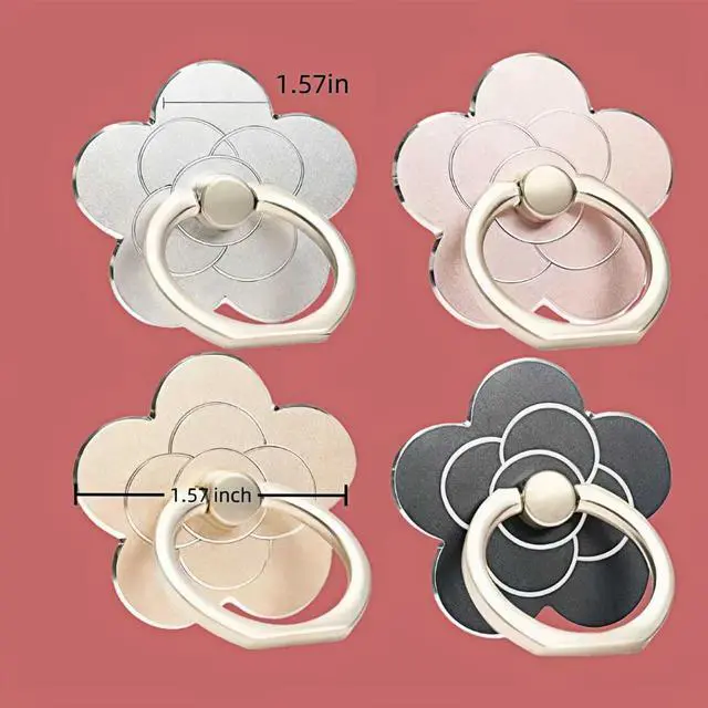 Alt view image 3 of 7 - 4 Pcs Cell Phone Ring Holder Flower,360 Rotate and 180°Angle Adjustable Metal Finger Ring Socket Grip Kickstand for Smartphones