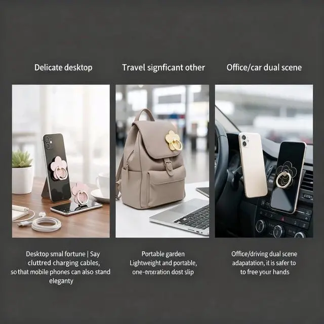 Alt view image 7 of 7 - 4 Pcs Cell Phone Ring Holder Flower,360 Rotate and 180°Angle Adjustable Metal Finger Ring Socket Grip Kickstand for Smartphones