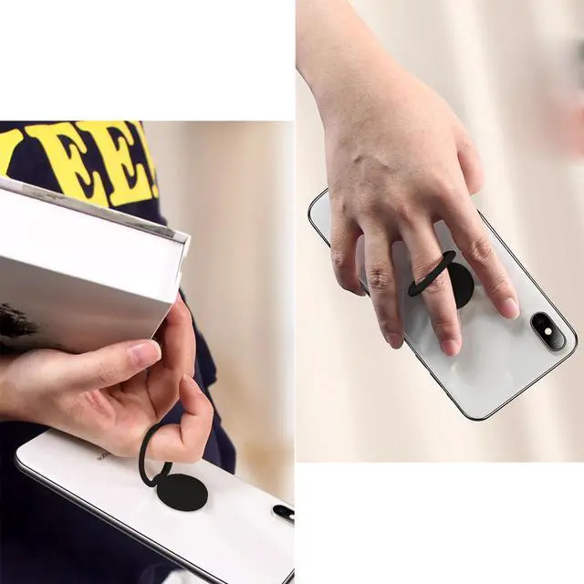 Alt view image 4 of 6 - Phone Grip Sticky 360° Rotation Universal Stand Finger Ring Holder Slim Kickstand for Cell Phone Case, Black