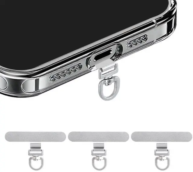 Main image of 360° Rotating Stainless Steel Phone Tether Tab (Silvery 3-Pack) - Universal for iPhone & Other Phones (Fits Wristbands/Necklaces/Crossbody Straps)