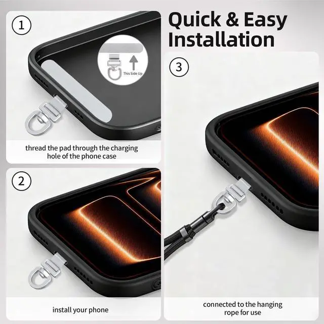Alt view image 6 of 6 - 360° Rotating Stainless Steel Phone Tether Tab (Silvery 3-Pack) - Universal for iPhone & Other Phones (Fits Wristbands/Necklaces/Crossbody Straps)