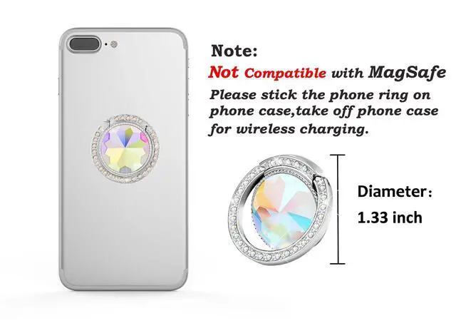 Alt view image 7 of 7 - Glitter Bling Bling Phone Ring Holder,Sparkle Phone Ring Grip Artificial Diamond Stand,Rhinestone Cell Finger Ring for Phones,Pad(Silver)