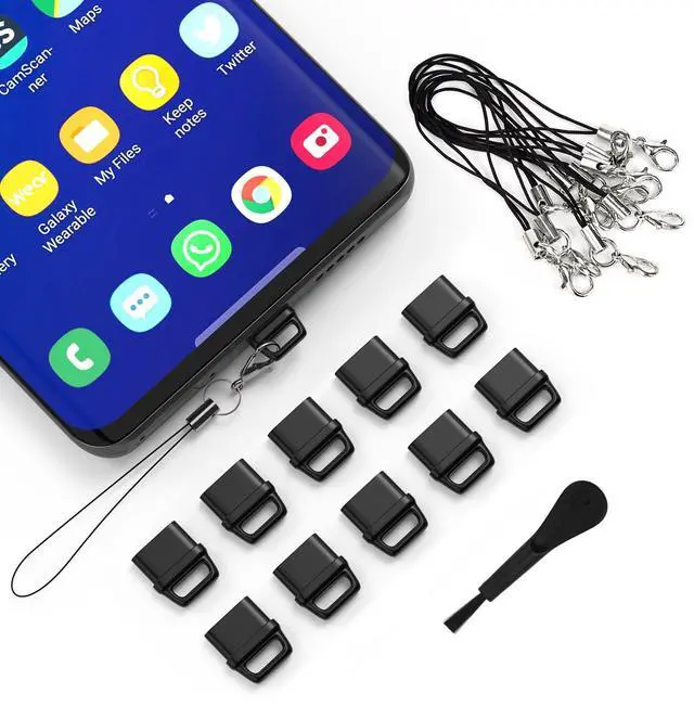 Main image of 10X USB C Anti Dust Plug, USB Type C Dustproof Cover Protector Port Cover with Easy-Grip Tab Lanyard for iPhone 17/17 Pro/17 Pro Max/16 15 Pro Max, Samsung Galaxy S25 S24 S23 S22 S21,All USB C Devices