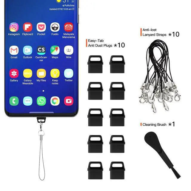 Alt view image 2 of 7 - 10X USB C Anti Dust Plug, USB Type C Dustproof Cover Protector Port Cover with Easy-Grip Tab Lanyard for iPhone 17/17 Pro/17 Pro Max/16 15 Pro Max, Samsung Galaxy S25 S24 S23 S22 S21,All USB C Devices