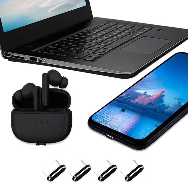 Alt view image 6 of 7 - USB C Dust Plug, Type C Dust Cover Charging Port Cap 4 PCS with Cleaning Brush Black, Compatible with iPhone 17 16 15 Pro Max Plus Samsung S25 S24 Ultra, Anti Lost Phone Accessory Protector
