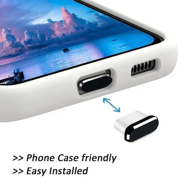 Alt view image 7 of 7 - USB C Dust Plug, Type C Dust Cover Charging Port Cap 4 PCS with Cleaning Brush Black, Compatible with iPhone 17 16 15 Pro Max Plus Samsung S25 S24 Ultra, Anti Lost Phone Accessory Protector