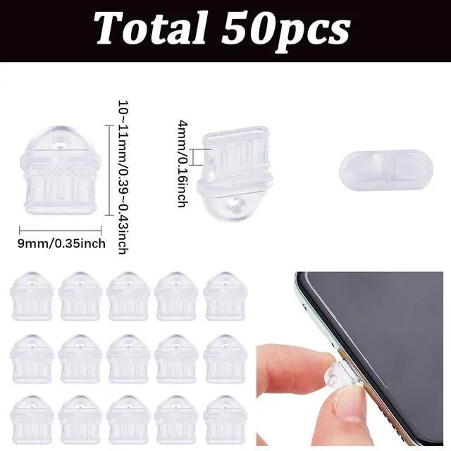 Alt view image 2 of 5 - 1 Box 50Pcs Cell Phone Dust Plug Phone Dust Plugs Type C Charging Port Plug Clear Charging Port Covers Anti Dust Plug Cover Dust Plugs for Phones Earphones Laptops Accesories Women Men