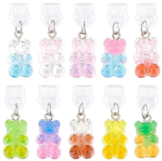 Main image of 10Pcs Bear Dust Plug Charm Type C Anti Dust Plugs 1.4 Inch Long | Mobile Dustproof Plugs with Pendants, Type C Port Cap Protector Accessory, Charging Port Plugs Pendant for Most Type C Phone