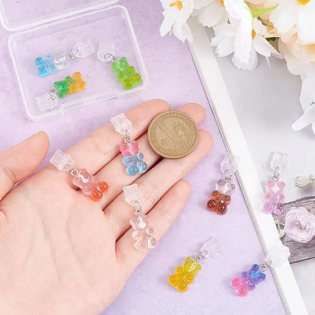 Alt view image 3 of 6 - 10Pcs Bear Dust Plug Charm Type C Anti Dust Plugs 1.4 Inch Long | Mobile Dustproof Plugs with Pendants, Type C Port Cap Protector Accessory, Charging Port Plugs Pendant for Most Type C Phone