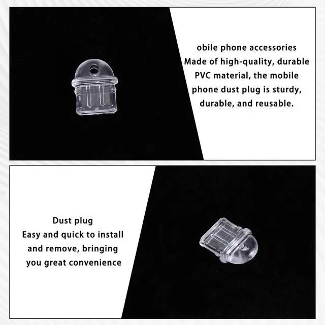 Alt view image 6 of 6 - 100 Pcs Type C Dust Plug, Anti-Dust Charging Port Protector | Silicone, with Cleaning Tool, for Electronic Devices, Clear