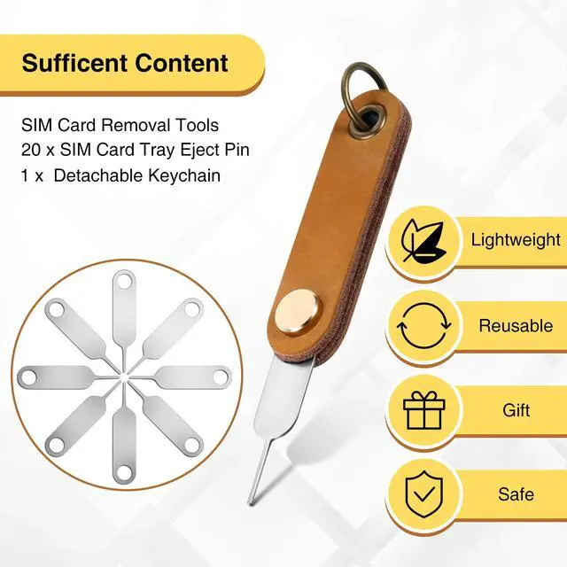 Alt view image 2 of 7 - 20 Pcs Sim Card Removal Tool Universal Sim Card Pin Card Tray Eject Pin Ejector Tool with 1 Detachable Keychain Charm for Smart Phones and Tablets