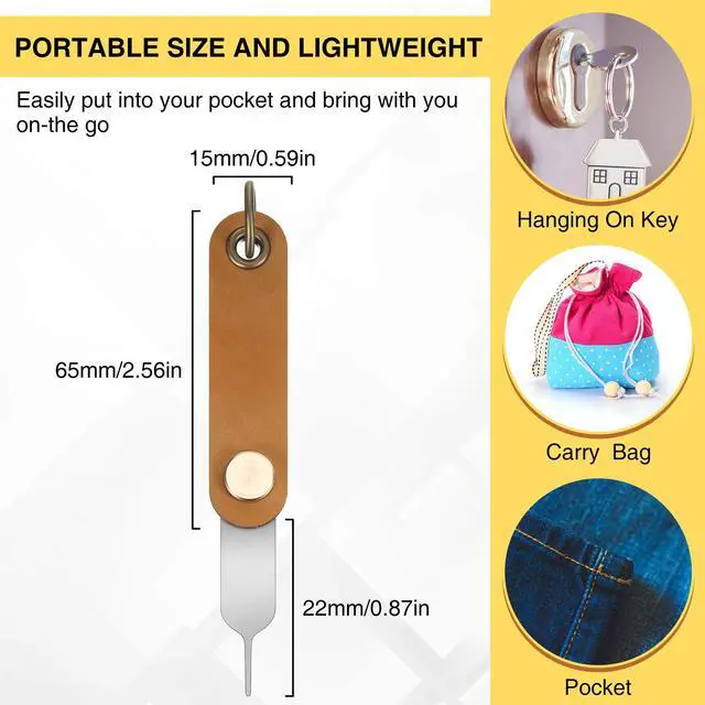 Alt view image 3 of 7 - 20 Pcs Sim Card Removal Tool Universal Sim Card Pin Card Tray Eject Pin Ejector Tool with 1 Detachable Keychain Charm for Smart Phones and Tablets