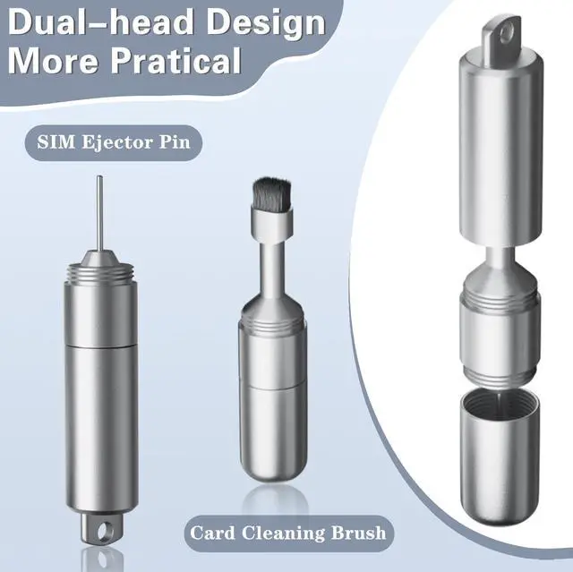 Alt view image 2 of 7 - SIM Card Removal Tool - SIM Ejector Pin with Cleaning Brush and Small Carabiner Clip - 2 in 1 EDC Eject Pins Reset Needle for All Cell Phones