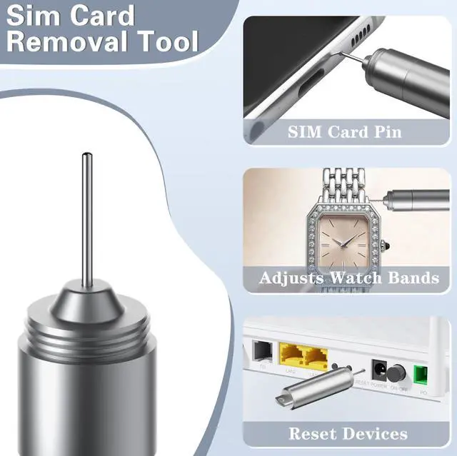 Alt view image 3 of 7 - SIM Card Removal Tool - SIM Ejector Pin with Cleaning Brush and Small Carabiner Clip - 2 in 1 EDC Eject Pins Reset Needle for All Cell Phones