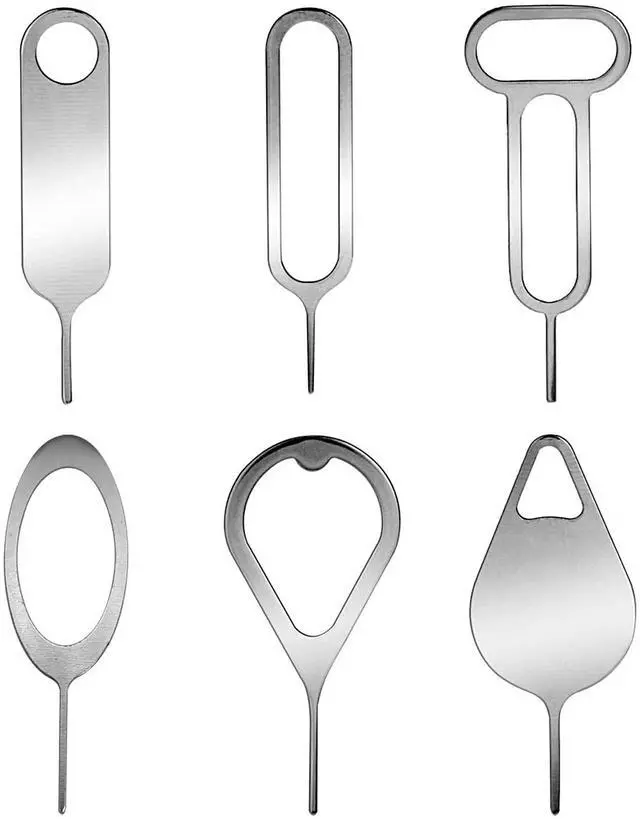 Main image of 6pcs SIM Card Removal Tool Card Tray Eject Pins Slot Opener Needle | Easy to Hold, Lightweight & Durable Stainless Steel, 6 Styles Card Taking Pins, for SIM Eject Holes in Phones & Tablets