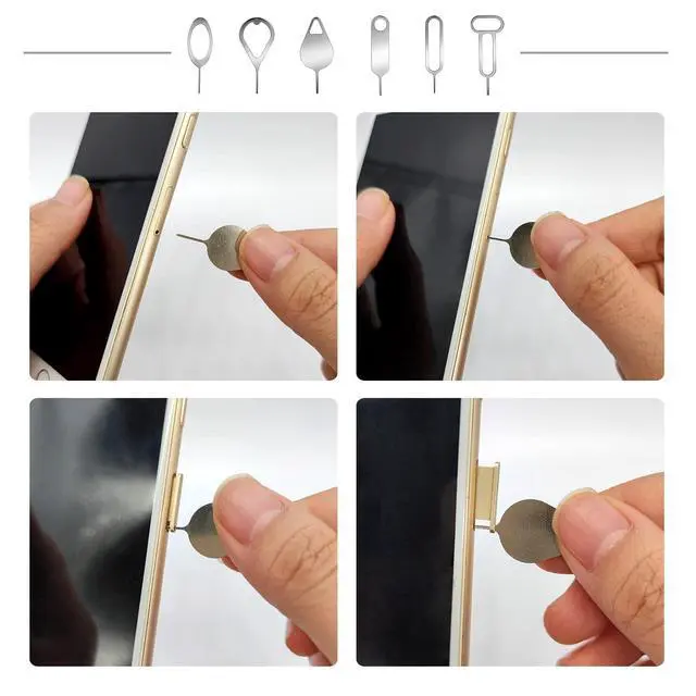 Alt view image 3 of 5 - 6pcs SIM Card Removal Tool Card Tray Eject Pins Slot Opener Needle | Easy to Hold, Lightweight & Durable Stainless Steel, 6 Styles Card Taking Pins, for SIM Eject Holes in Phones & Tablets