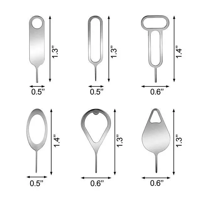Alt view image 5 of 5 - 6pcs SIM Card Removal Tool Card Tray Eject Pins Slot Opener Needle | Easy to Hold, Lightweight & Durable Stainless Steel, 6 Styles Card Taking Pins, for SIM Eject Holes in Phones & Tablets