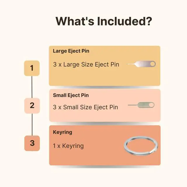 Alt view image 6 of 6 - 6 Pack Universal Sim Card Tray Removal Tool SD Opening Eject & Doorbell Reset Pin (Includes Keyring) for iPhone iPad Samsung Galaxy Google Pixel Motorola Phones - 3 Small and 3 Large