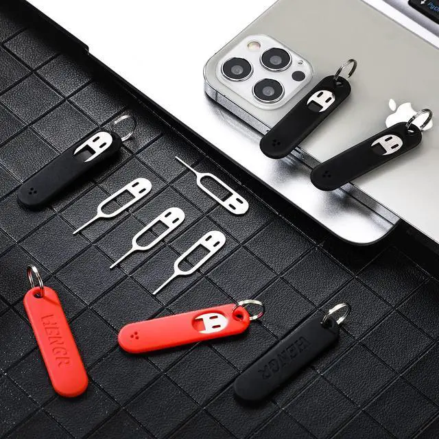 Alt view image 7 of 7 - Sim Card Removal Tool Phone Chip Remover Unlock Chip Sim Card Tray Eject Pin Tool Needle Opener Ejector with Detachable Keychain Charm for Smart Phone, 4 Pieces