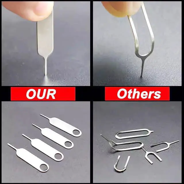 Alt view image 6 of 7 - 2 Pcs Universal Sim Card Tray Removal Key Tray Eject Pins, SD Removal Opening Tool with A Key Ring, for iPhone iPad Samsung Galaxy Google Pixel Phones