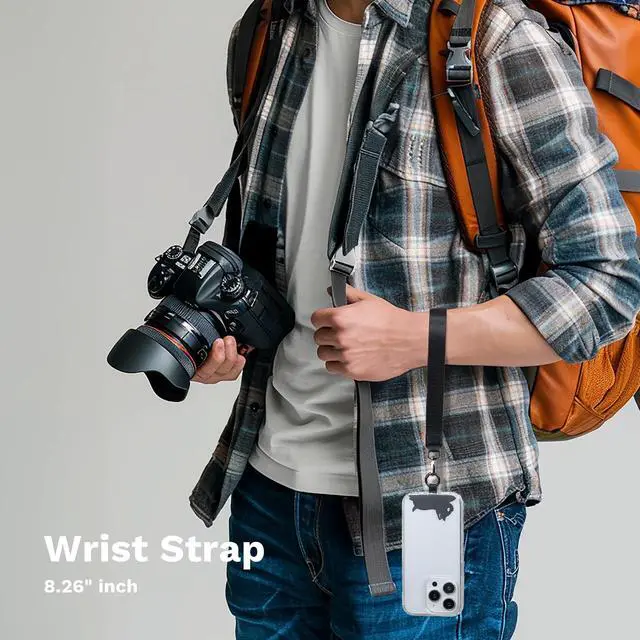 Alt view image 7 of 7 - Phone Lanyard Crossbody Wrist Strap, Anti-Theft Adjustable Cell Phone Lanyards for Around the Neck or Wrist, Nylon Phone Strap with 2 Tether Tabs for Daily Use and Travel, Black Cat