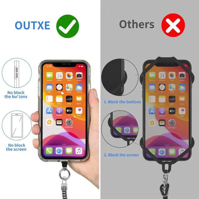 Alt view image 7 of 7 - Phone Lanyard Tether with 4 Patch- 2× Phone Tether, 4× Phone Patch with Adhesive, Compatible with Smartphone- Silver