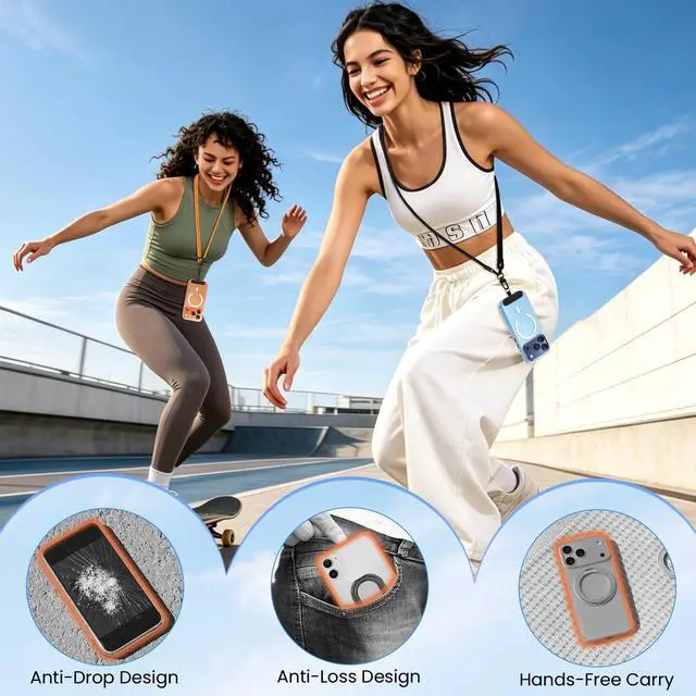 Alt view image 7 of 7 - Phone Lanyard, Phone Strap Crossbody with 2 Pack Tether Tab, Adjustable Anti Theft Phone Strap for All Phones (Black)