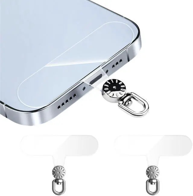 Main image of 360 Degree Rotatable Clear Transparent TPU Mobile Phone Tether Tabs - Compatible with Lanyards and Mobile Phone Accessories, 2-Pack(TPU-Transparent)