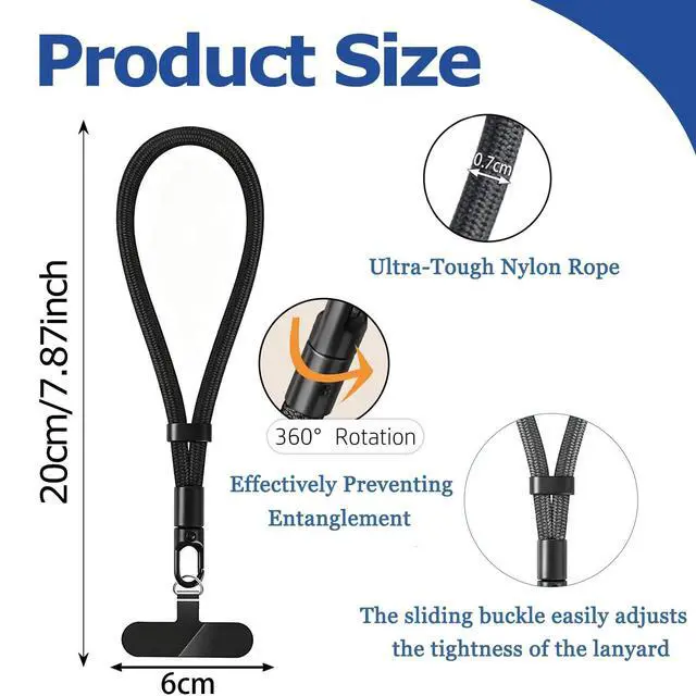 Alt view image 2 of 7 - Anti Theft Phone Wrist Strap,Adjustable Cell Phone Lanyard with Tether Tabs | Adjustable Freedom Lightweight Comfortable and Durable 360° Rotating Hook Anti-slip