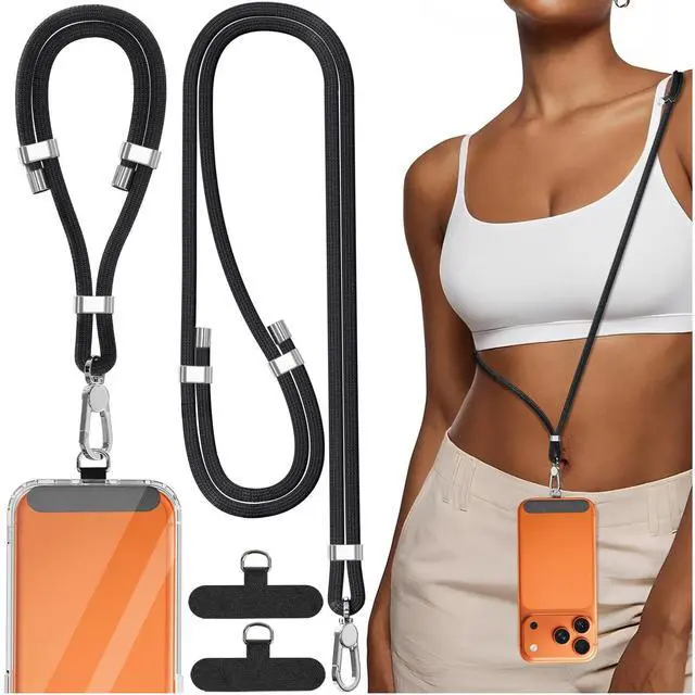 Main image of 4-IN-1 Phone Lanyard + Wrist Strap Set, Adjustable Length (15.7-31.5 in) Cell Phone Lanyard with 2 PCSTether Tabs for iPhone,Smartphones