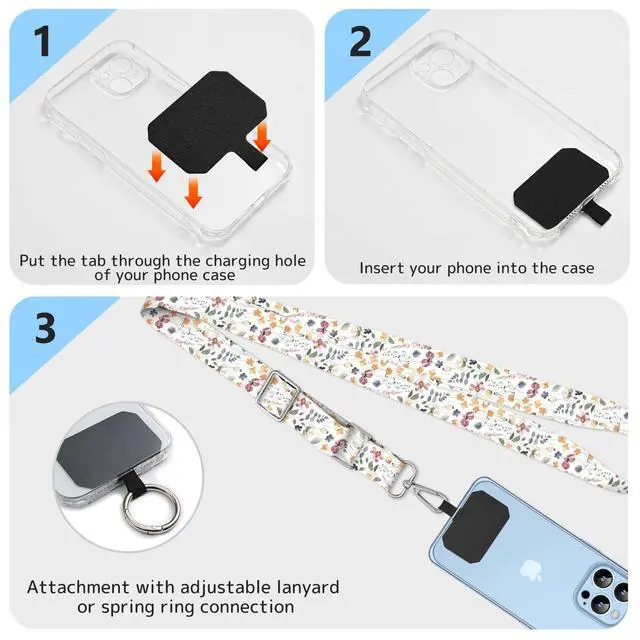 Alt view image 5 of 7 - 2 Pack Cell Phone Lanyard - Crossbody Adjustable Phone Strap for Use Around the Neck - ID Badge, Bohemian Leaf 3