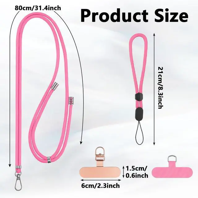 Alt view image 2 of 7 - 2 Pack Phone Lanyard And Wrist Strap Set With Tether Tabs, Black Pink | Adjustable Crossbody, Neck And Wrist Carry; Fits Most Smartphones With Full-Coverage Cases; Easy Tab Install