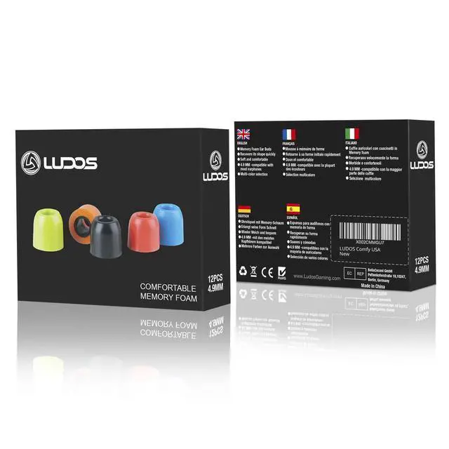 Alt view image 6 of 7 - Comfy Earbuds Replacement Memory Foam Ear Tips for Ear Buds and Earphones, with Color Red Green Orange Blue Eartips, Washable, Isolates from Outside Noise, Extra Resistant, Size 4.9mm Earpads
