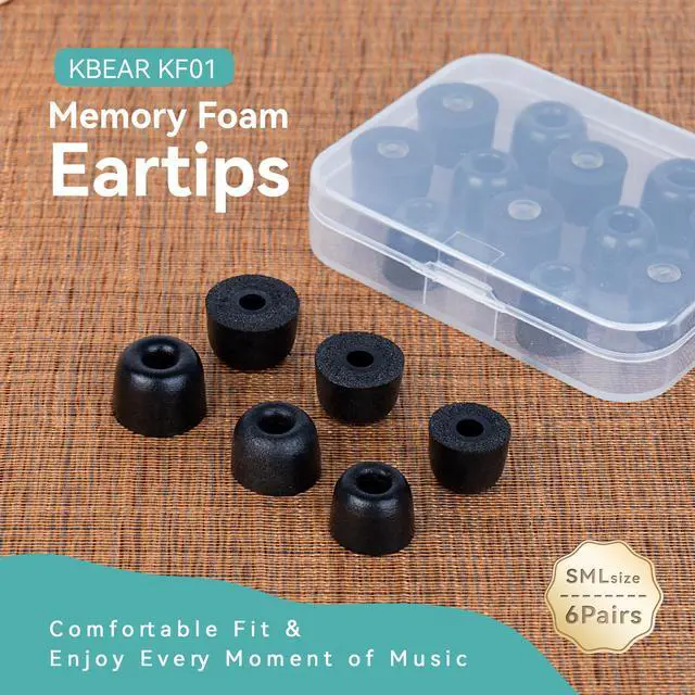 Alt view image 3 of 7 - 6 Pairs KZ ZS10 Pro Earbud Tips, KBEAR KF01 Memory Foam Noise Canceling IEM Ear tips for in ear Monitors, Suitable for ZAR, ZAS, CCZ Melody, DC02, KS1, Tangzu Wan'er, CCA CRA, AS16, EDX (L/M/S, Black)