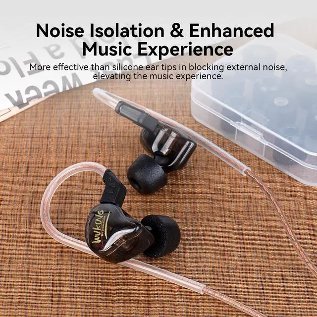 Alt view image 6 of 7 - 6 Pairs KZ ZS10 Pro Earbud Tips, KBEAR KF01 Memory Foam Noise Canceling IEM Ear tips for in ear Monitors, Suitable for ZAR, ZAS, CCZ Melody, DC02, KS1, Tangzu Wan'er, CCA CRA, AS16, EDX (L/M/S, Black)