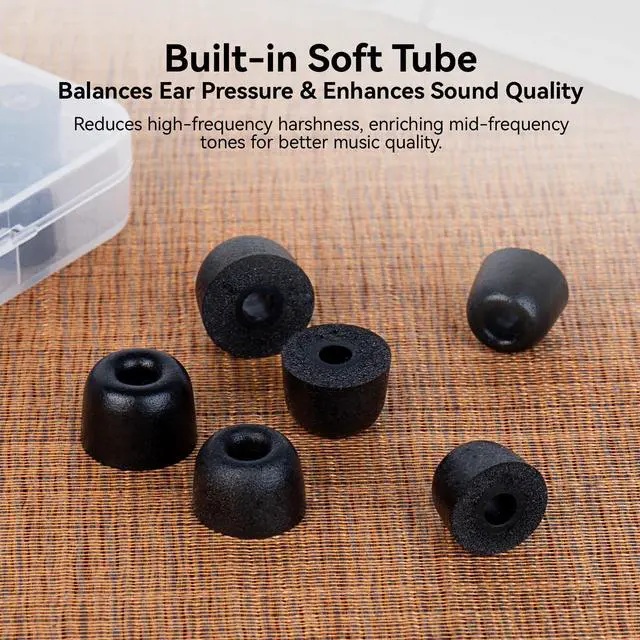Alt view image 5 of 7 - 6 Pairs KZ ZS10 Pro Earbud Tips, KBEAR KF01 Memory Foam Noise Canceling IEM Ear tips for in ear Monitors, Suitable for ZAR, ZAS, CCZ Melody, DC02, KS1, Tangzu Wan'er, CCA CRA, AS16, EDX (L/M/S, Black)