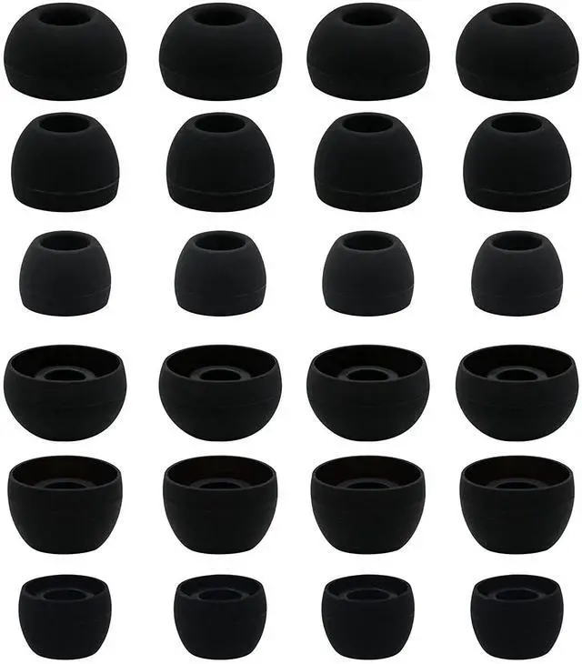 Main image of 12 Pairs Silicone Replacement Earbud Ear Buds Tips Compatible with Skullcandy Sesh Evo and Other 3.8mm to 5.5mm Nozzle Earbuds Earphones, S/M/L Black