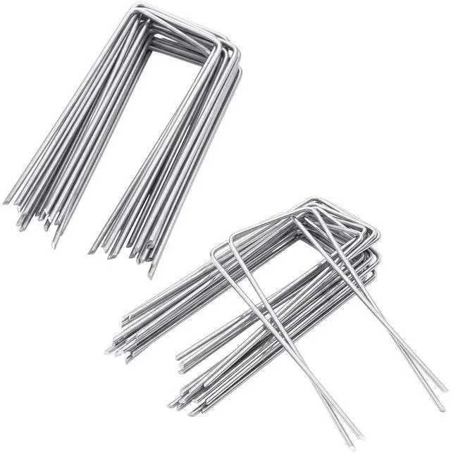 Main image of 25 Pack Lawn Staples 4 Inch 11 Gauge U Shaped Garden Staples | Anti-Rust Metal Landscape Staples for Yard Lawn Landscape Fabric Christmas Decorations Irrigation Tubing