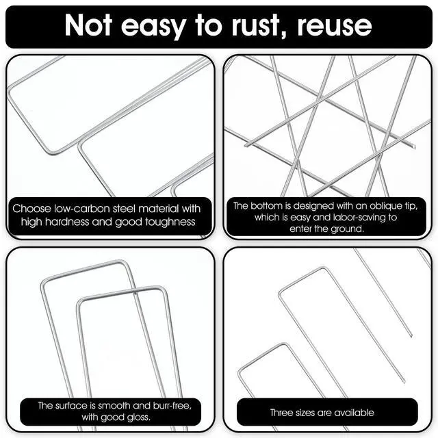 Alt view image 3 of 6 - 25 Pack Lawn Staples 4 Inch 11 Gauge U Shaped Garden Staples | Anti-Rust Metal Landscape Staples for Yard Lawn Landscape Fabric Christmas Decorations Irrigation Tubing