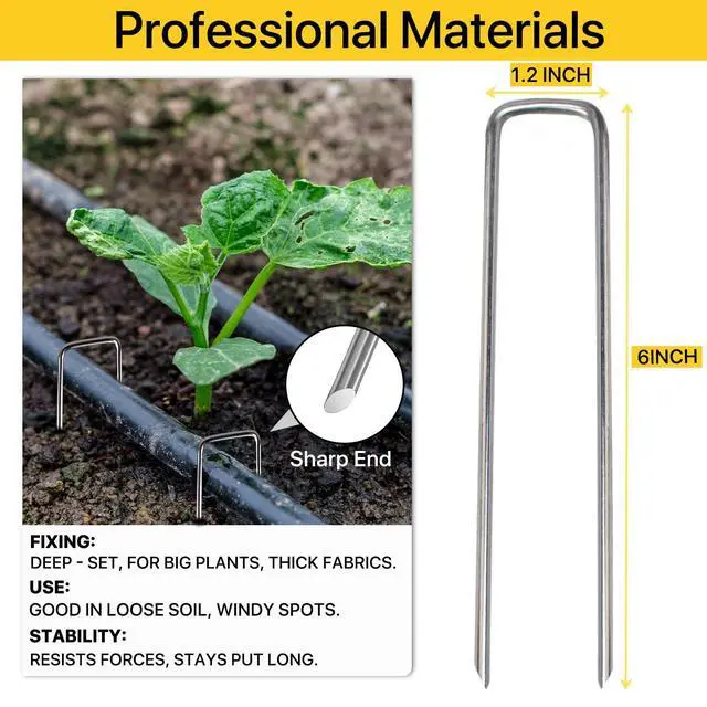 Alt view image 2 of 7 - Landscape Staples 25 Pack 6 Inch Heavy-Duty Galvanized Garden Stake | Sharp Ends, Secure Landscape Fabric, Turf and Fencing, Rust-Resistant Galvanized Steel, Reusable, for Lawn, Yard and Garden