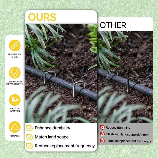 Alt view image 3 of 7 - Landscape Staples 25 Pack 6 Inch Heavy-Duty Galvanized Garden Stake | Sharp Ends, Secure Landscape Fabric, Turf and Fencing, Rust-Resistant Galvanized Steel, Reusable, for Lawn, Yard and Garden