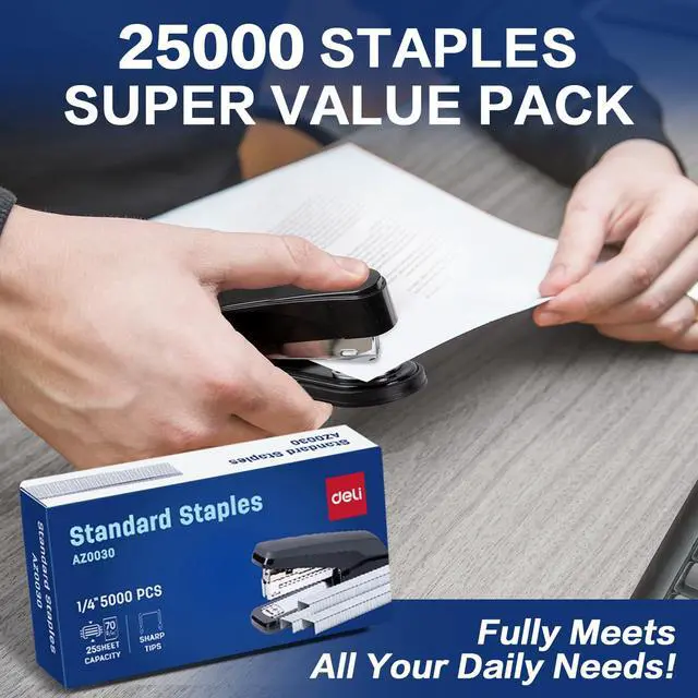 Alt view image 7 of 7 - Staples, 25000 Staples, 1/4'' Length, 210/Strip, 5 Boxes of 5000 Each | Standard Staple for Desktop Staplers