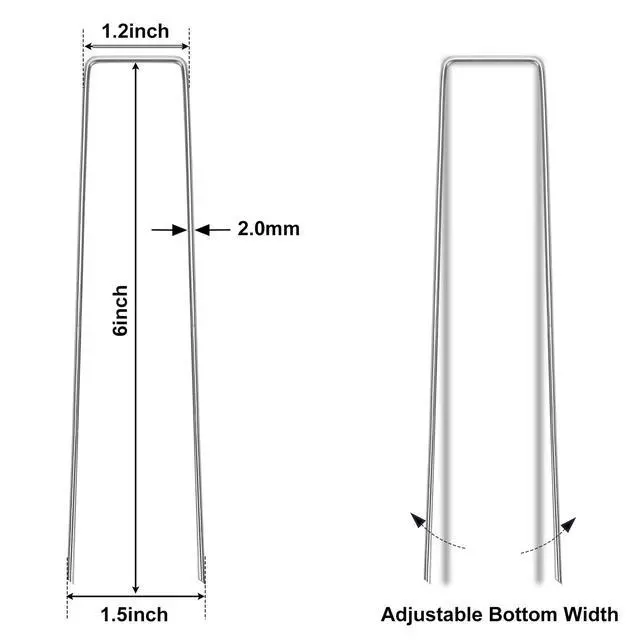 Alt view image 2 of 7 - 50 Pack Landscape Staples 6 Inch, Galvanized Garden Stakes | U-shaped Pins Ground Staples for Tent, Yard, Weed Barrier Fabric, Lawn, Turf, Sod, Irrigation, Outdoor Decorations