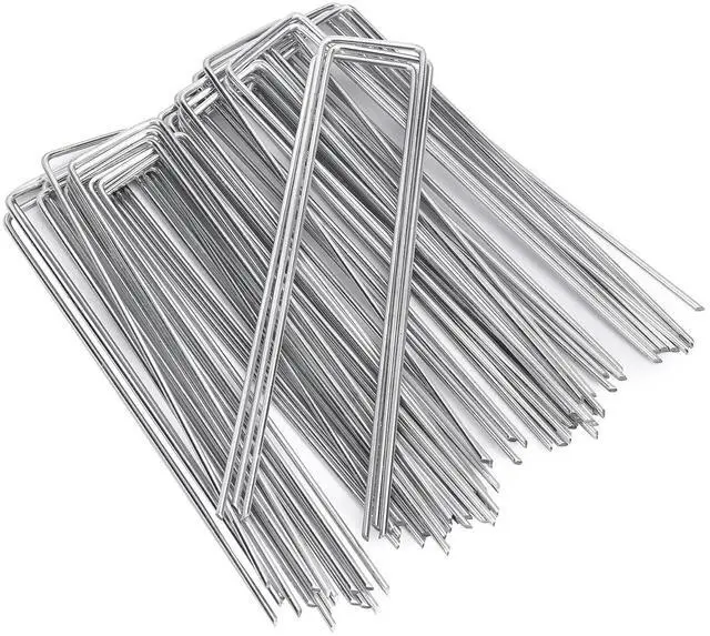 Main image of 50 Pack Landscape Staples 6 Inch, Galvanized Garden Stakes | U-shaped Pins Ground Staples for Tent, Yard, Weed Barrier Fabric, Lawn, Turf, Sod, Irrigation, Outdoor Decorations