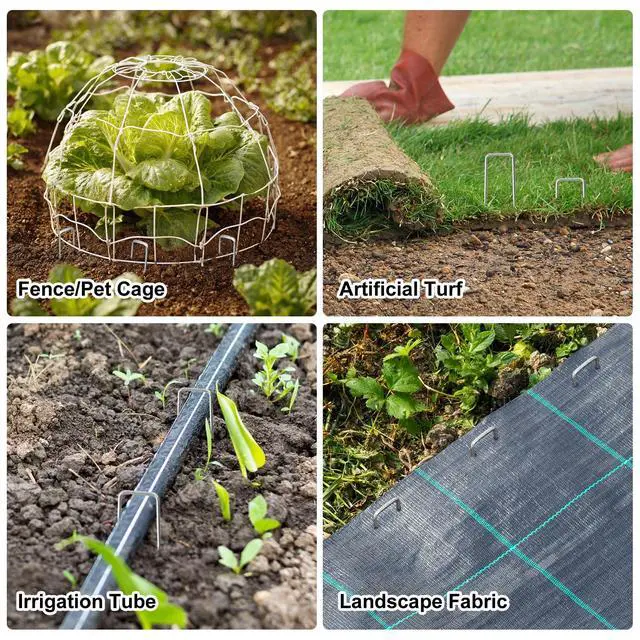 Alt view image 6 of 7 - 50 Pack Landscape Staples 6 Inch, Galvanized Garden Stakes | U-shaped Pins Ground Staples for Tent, Yard, Weed Barrier Fabric, Lawn, Turf, Sod, Irrigation, Outdoor Decorations