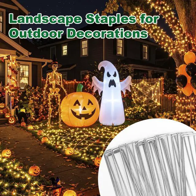 Alt view image 7 of 7 - 50 Pack Landscape Staples 6 Inch, Galvanized Garden Stakes | U-shaped Pins Ground Staples for Tent, Yard, Weed Barrier Fabric, Lawn, Turf, Sod, Irrigation, Outdoor Decorations