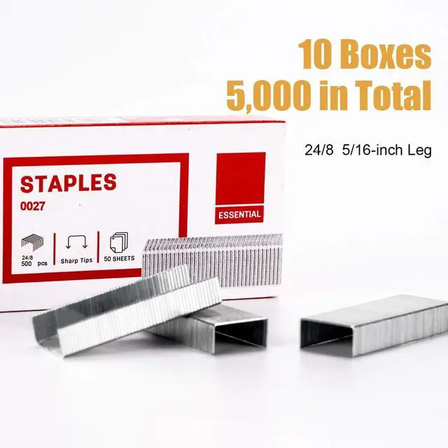 Alt view image 2 of 6 - 5,000 Staples, Fits 40 & 60 Sheet Capacity Staplers, 5/16" Leg Length | Jam Free Sharp Chisel Point Design, 10 Boxes of 500 Staples