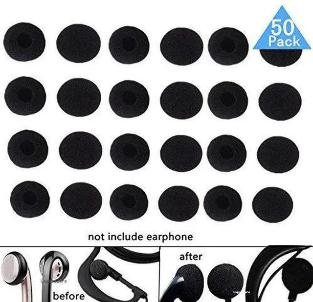 Alt view image 2 of 5 - 50Pcs Soft Foam Earbud Headphone Ear Pads Replacement Sponge Covers Tips Foam Cushions Pad Protector Earplugs for Earphone Headset Earpiece MP3 MP4 Moblie Phone, Diameter 18MM, Black Color